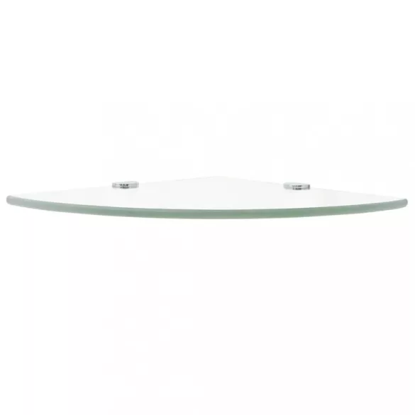 2 db átlátszó üveg sarokpolc krómtartóval 35 x 35 cm