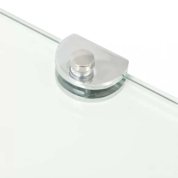 2 db átlátszó üveg sarokpolc krómtartóval 35 x 35 cm