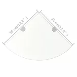 2 db átlátszó üveg sarokpolc krómtartóval 35 x 35 cm