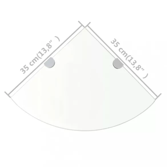 2 db átlátszó üveg sarokpolc krómtartóval 35 x 35 cm