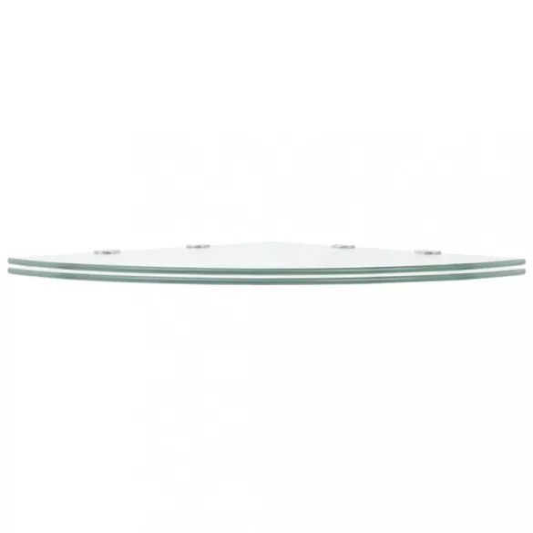 2 db átlátszó üveg sarokpolc krómtartóval 45 x 45 cm