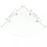 2 db átlátszó üveg sarokpolc krómtartóval 45 x 45 cm