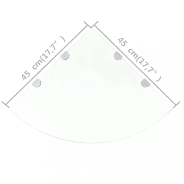 2 db átlátszó üveg sarokpolc krómtartóval 45 x 45 cm