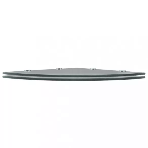 2 db fekete üveg sarokpolc krómtartóval 45 x 45 cm