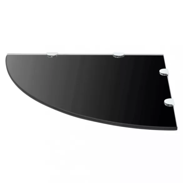 2 db fekete üveg sarokpolc krómtartóval 45 x 45 cm