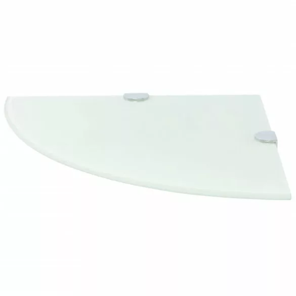 2 db fehér üveg sarokpolc krómtartóval 25 x 25 cm