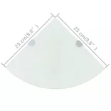 2 db fehér üveg sarokpolc krómtartóval 25 x 25 cm