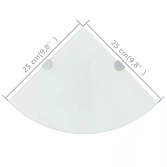 2 db fehér üveg sarokpolc krómtartóval 25 x 25 cm