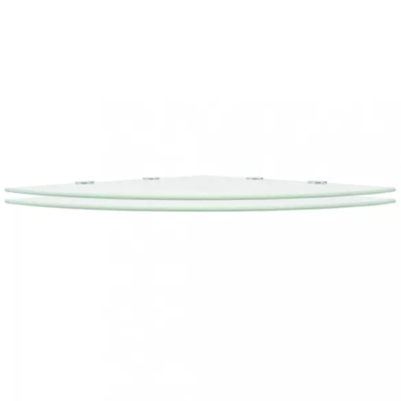 2 db fehér üveg sarokpolc krómtartóval 45 x 45 cm