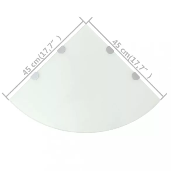 2 db fehér üveg sarokpolc krómtartóval 45 x 45 cm