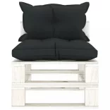 fa kerti középső raklapkanapé antracitszürke párnákkal