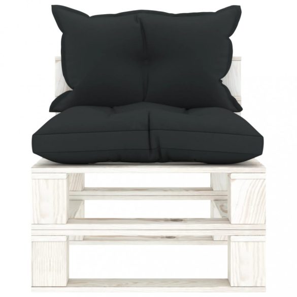 fa kerti középső raklapkanapé antracitszürke párnákkal