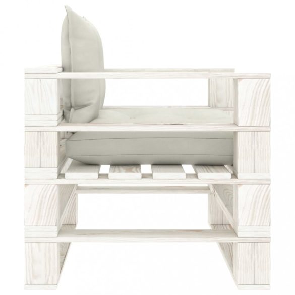 fa kerti raklapkanapé bézs párnákkal