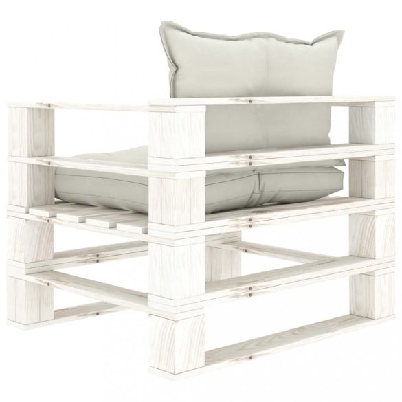 fa kerti raklapkanapé bézs párnákkal