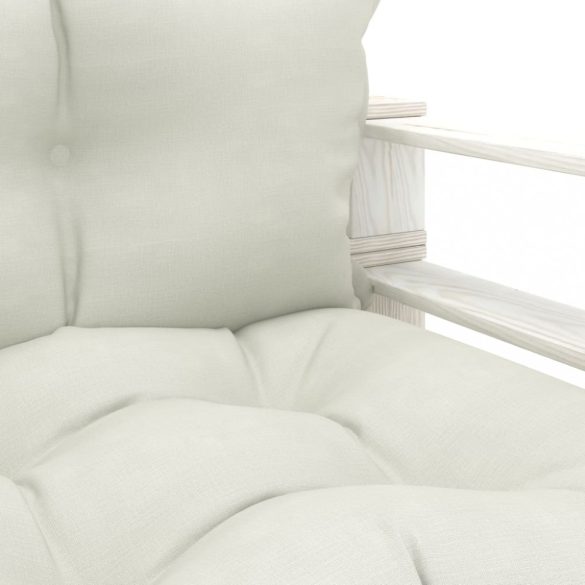 fa kerti raklapkanapé bézs párnákkal