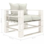 fa kerti raklapkanapé bézs párnákkal