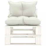 fa kerti középső raklapkanapé bézs párnákkal