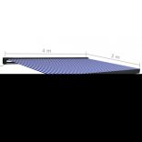 kék és fehér motorizált kazettás napellenző 400 x 300 cm