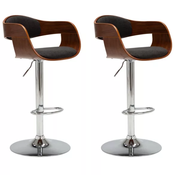 2 db szürke hajlított fa és szövet bárszék