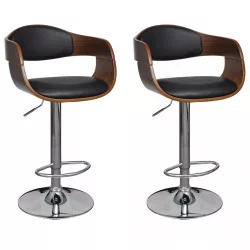   3052716  Bar Stools 2 pcs Black Bent Wood and Faux Leather (2x241053)