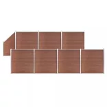 7 négyszögletes és 1 ferde barna WPC kerítéselem 1311 x 186 cm