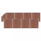 8 négyszögletes és 1 ferde barna WPC kerítéselem 1484 x 186 cm
