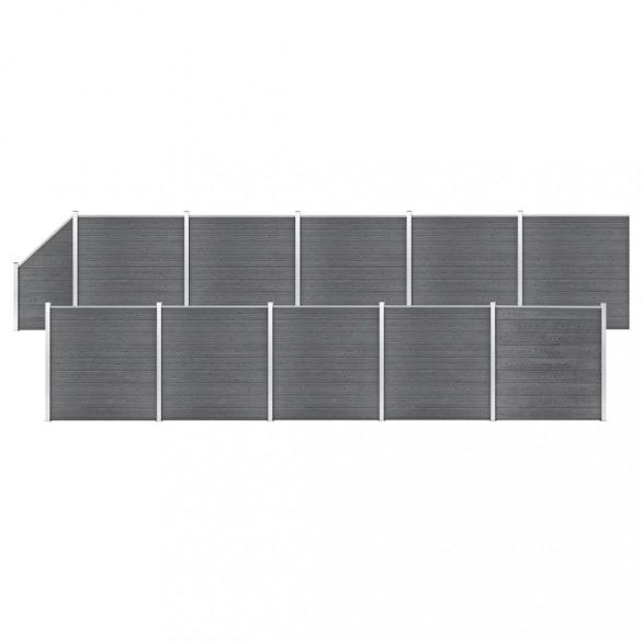 10 négyszögletes és 1 ferde szürke WPC kerítéselem 1830x186 cm