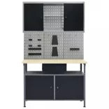 munkapad három fali panellel és egy szekrénnyel