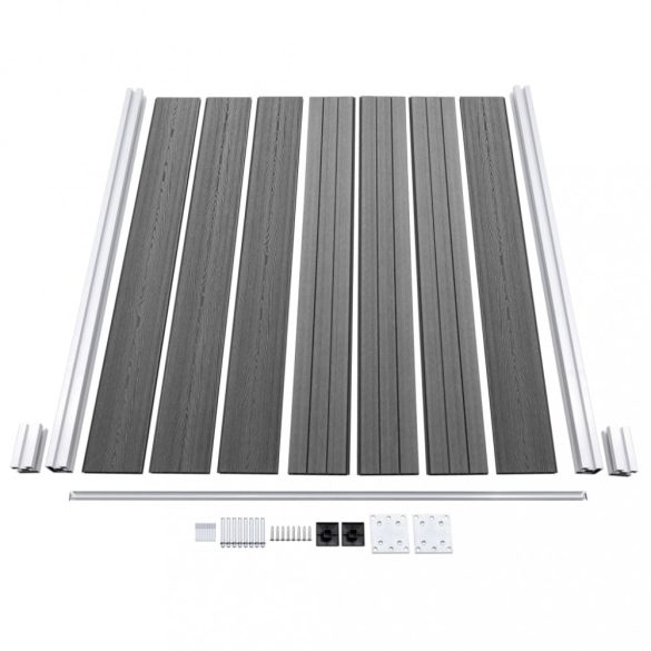 1 négyszögletes és 1 ferde szürke WPC kerítéselem 273 x 186 cm