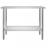 konyhai rozsdamentes acél munkaasztal és polc 120 x 30 x 120 cm