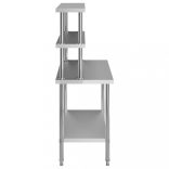 konyhai rozsdamentes acél munkaasztal és polc 120 x 60 x 150 cm