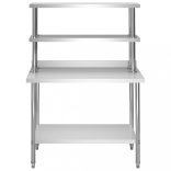 konyhai rozsdamentes acél munkaasztal és polc 120 x 60 x 150 cm