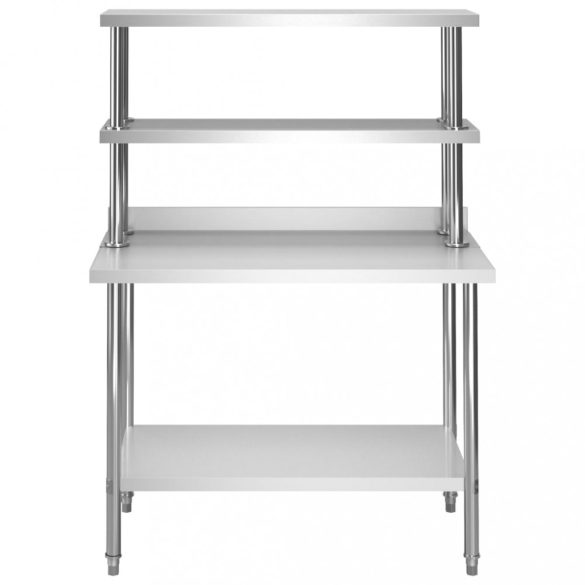 konyhai rozsdamentes acél munkaasztal és polc 120 x 60 x 150 cm