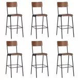 6 darab tömör furnérlemez és acél bárszék