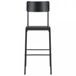 4 darab fekete tömör furnérlemez és acél bárszék