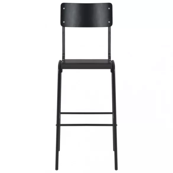 4 darab fekete tömör furnérlemez és acél bárszék