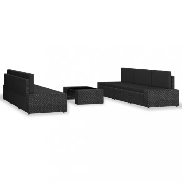 7 részes fekete polyrattan kerti ülőgarnitúra