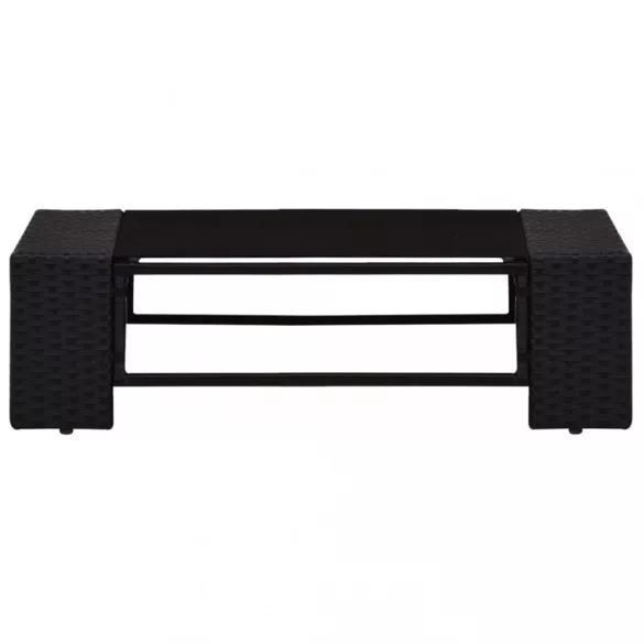 10 részes fekete polyrattan kerti ülőgarnitúra