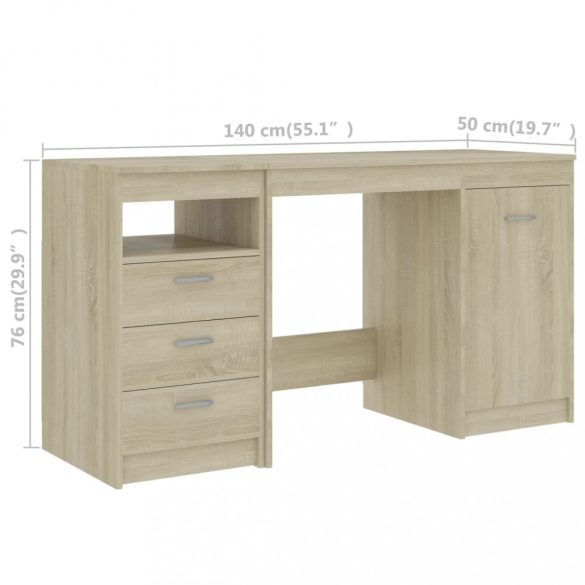 sonoma tölgy színű szerelt fa íróasztal 140 x 50 x 76 cm
