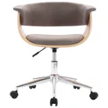 tópszínű hajlított fa és szövet forgó irodaszék