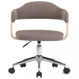 tópszínű hajlított fa és szövet forgó irodaszék