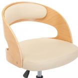 krémszínű hajlított fa és műbőr forgó irodaszék