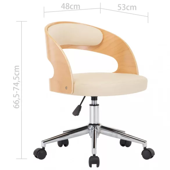 krémszínű hajlított fa és műbőr forgó irodaszék