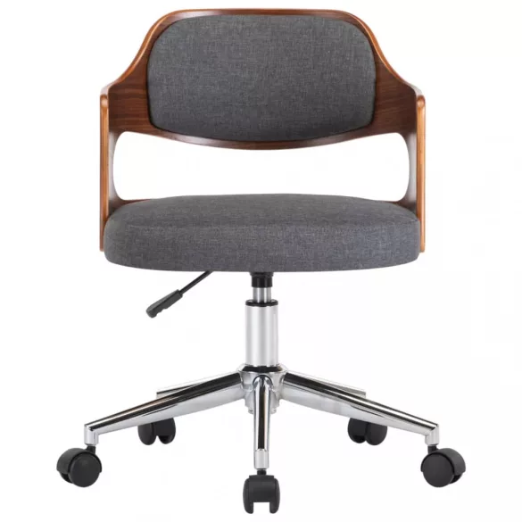 szürke hajlított fa és szövet forgó irodaszék