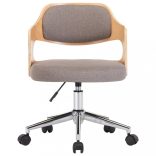 tópszínű hajlított fa és szövet forgó irodaszék