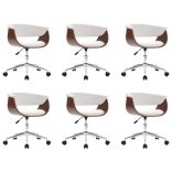 6 db fehér műbőr forgó étkezőszék