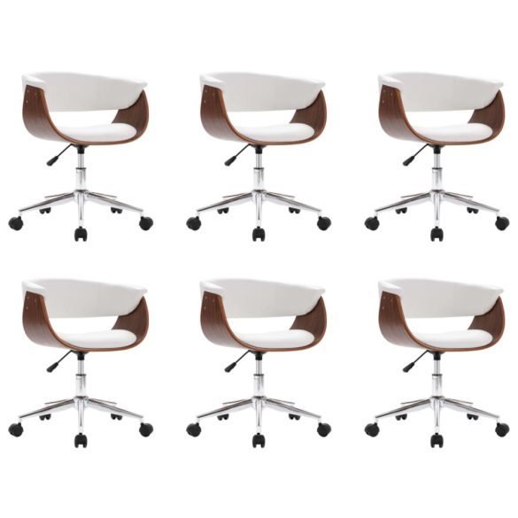 6 db fehér műbőr forgó étkezőszék