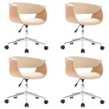 4 db krémszínű műbőr forgó étkezőszék