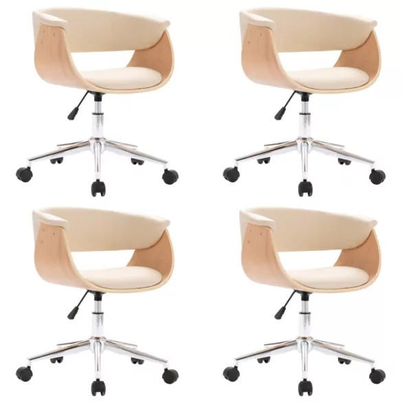 4 db krémszínű műbőr forgó étkezőszék