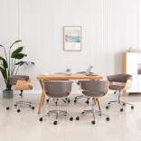 6 db tópszínű szövetborítású forgó étkezőszék